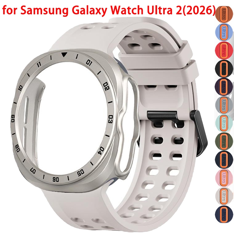 Case+ สายซิลิโคน สําหรับ Samsung Galaxy Watch Ultra 2 2026 กลวงฝาครอบป้องกันสร้อยข้อมือกีฬา