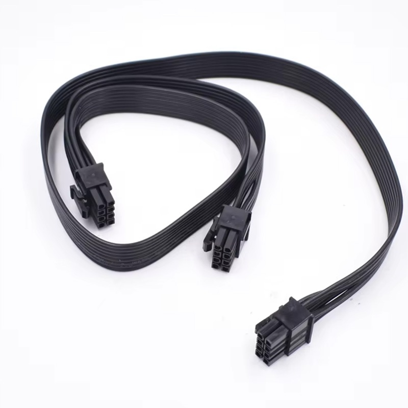 60 ซม.+ 20 ซม.PCI Express GPU 8pin to Dual 6 + 2Pin 8 Pin สายไฟ PCI-e กราฟิกการ์ด 8pin 1 ถึง 2 สายไฟ