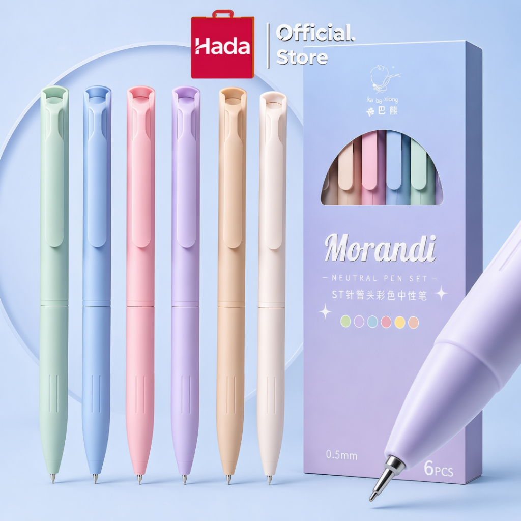 ปากกาลูกลื่น 6สี 6แท่ง สีมาการอง 0.5มม ด้ามจับนุ่มนื่ม หมึกสีสวย แห้งเร็ว น่ารัก