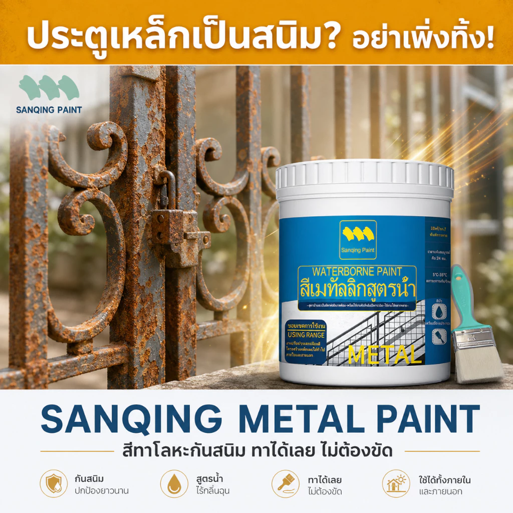 【แห้งเร็ว】SANQING ทาเหล็ก สีกันสนิม สีสเปรย์ สีทาไม้ ทาผนัง สีเหล็กกันสนิม กันน้ำ แดด ความชื้น บ้าน ป้องกันสนิม ติดทนนาน ใช้ได้ทั้งภายในและภายนอก แถมอุปกรณ์