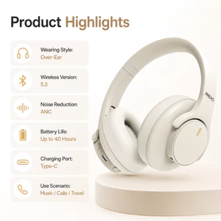 Bridio M10 Pro หูฟังครอบหูไร้สาย ANC Bluetooth 5.4 ตัดเสียงรบกวน ไมค์คมชัด เสียงสเตอริโอ เบสแน่น