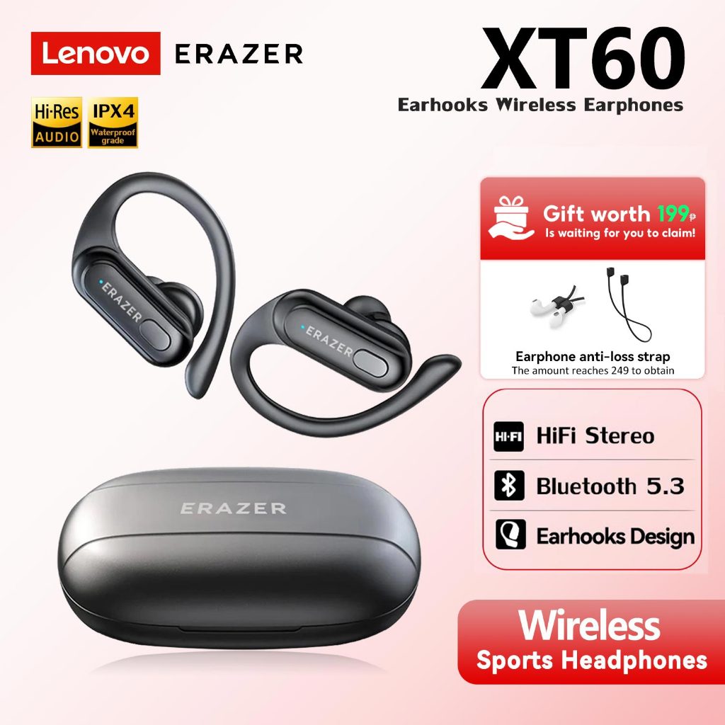 Thinkplus Lenovo XT60 TWS หูฟังไร้สาย หูฟังบลูทูธ หูฟัง Bluetooth 5.3 หูฟังสปอร์ต คุณภาพเสียงความเที