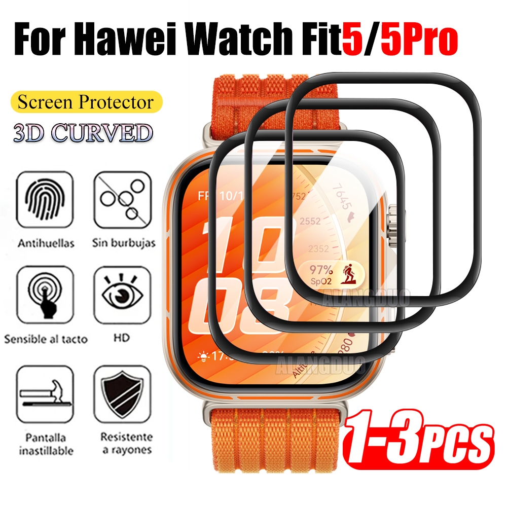 1-3 ชิ้น 3D HD โค้งแบบเต็มหน้าจอสําหรับ Huawei นาฬิกา Fit 5 4 Pro 3 นาฬิกา ScratchProof ฟิล์มป้องกันสําหรับ Huawei สมาร์ทนาฬิกา Fit5 Pro อุปกรณ์เสริมไม่แก้ว