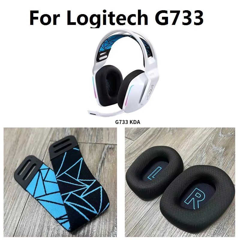 100% Original แผ่นรองหูฟังสําหรับ Logitech G733 KDA เกมหูฟังเปลี่ยน G733 Earmuffs ที่ครอบหูหมอนหูเทป