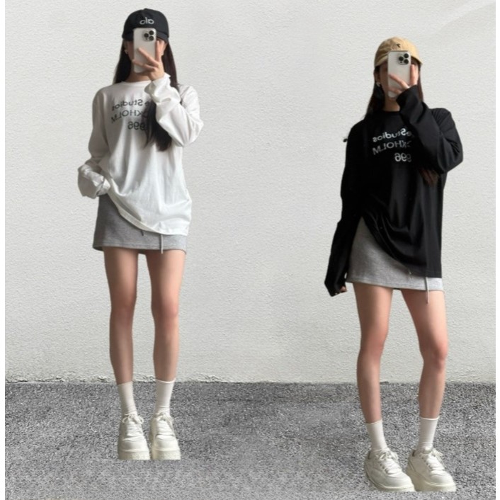 พร้อม คลังสินค้า เสื้อยืดแขนยาวกันแดดน้ําหนักเบาผ้าฝ้ายเกล็ดหิมะสีดําสีขาว