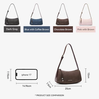 【8.9ใหม่】BOSTANTEN Barrel Bag กระเป๋าสะพายข้างผู้หญิง กระเป๋าสะพายไหล่ผู้หญิง หนังกลับ Suede ทรง Barrel มินิมอล น้ำหนักเบา ปรับสายได้ สไตล์เกาหลี