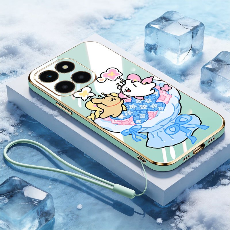 VRQR สําหรับ Huawei Honor X7D X7C Honor 400 200 สมาร์ท 5G 4G หวานคู่สุนัขฟรีเชือกกันกระแทกเคสโทรศัพท