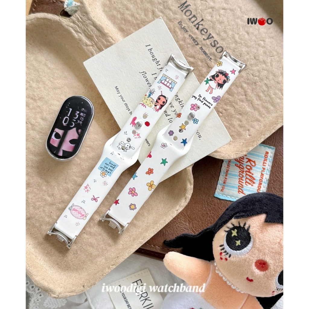 สําหรับ xiaomi/mi band 11/band 10 nfc/Ceramic/mi band 9/mi 8 หญิงน่ารักซิลิโคนแข็ง