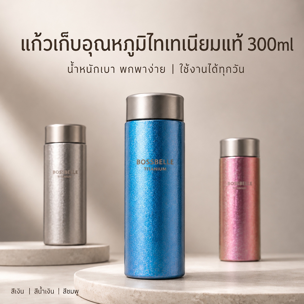 Bossbelle-300ml ขวดน้ำพกพาแบบฉนวนสุญญากาศสองชั้น - ไทเทเนียมบริสุทธิ์-2005
