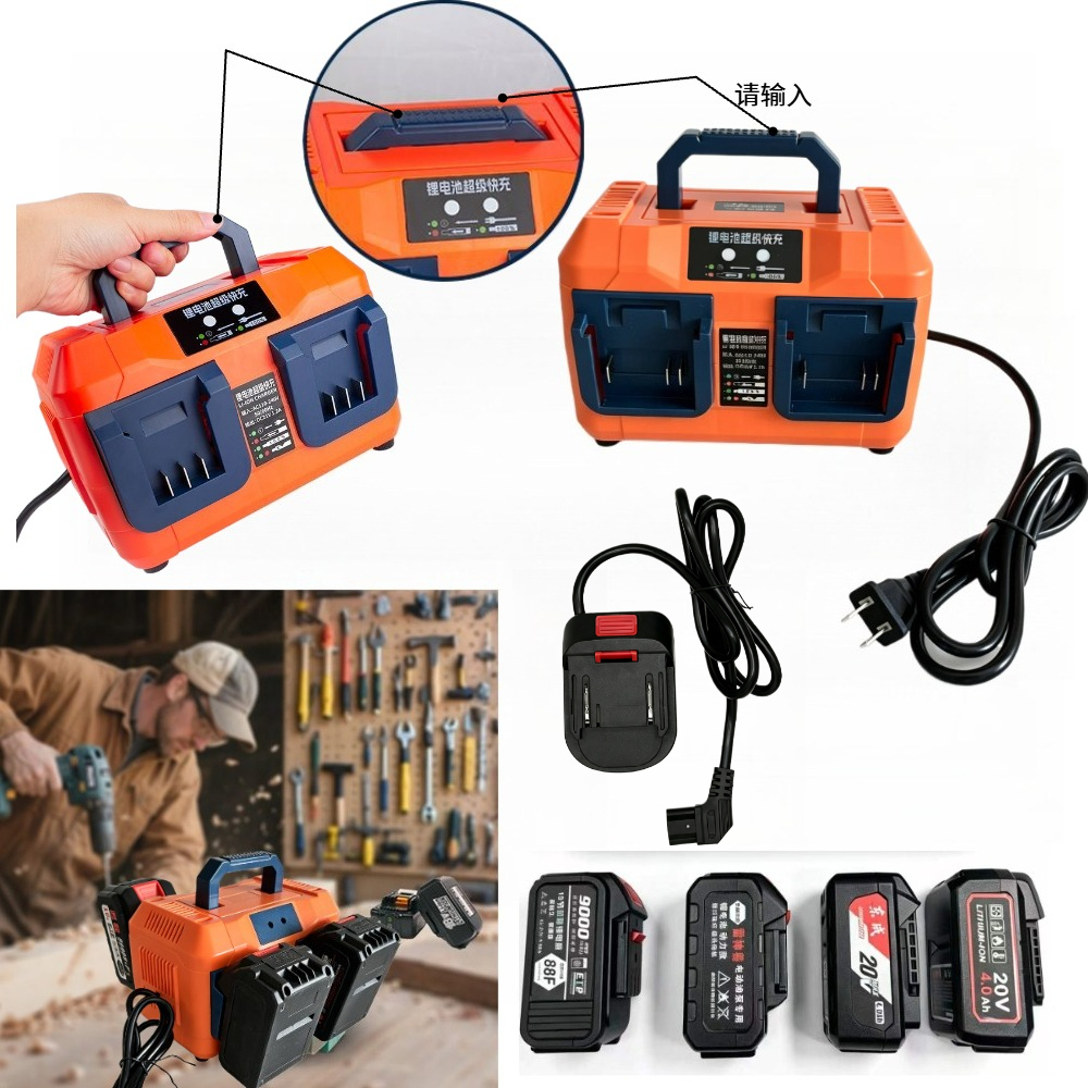 4/6 ช่องชาร์จแบตเตอรี่ & แท่นชาร์จสําหรับ Makita/TANZU/OSUKA/MASARU แบตเตอรี่ลิเธียม 18V – ฟังก์ชั่นคู่: ชาร์จหลายแบตเตอรี่พร้อมกันและพลังงานเครื่องมือของคุณ, พอร์ต