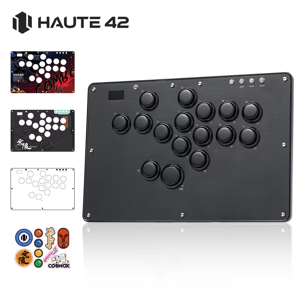 ⭐⭐⭐Haute42 U16 Stickless FightStick Hitbox Leverless Controller พร้อมขอบปุ่มสําหรับ PC/PS4/PS5/Switch Stickless Arcade controller
