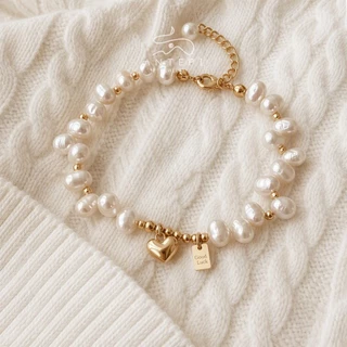 ATP 18K จี้สร้อยข้อมือ Lucky heart · โซ่สร้อยข้อมือมุกเทียม • กันน้ําไม่ซีดจาง • สร้อยข้อมือสําหรับผู้หญิง