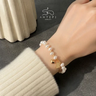 ATP 18K จี้สร้อยข้อมือ Lucky heart · โซ่สร้อยข้อมือมุกเทียม • กันน้ําไม่ซีดจาง • สร้อยข้อมือสําหรับผู้หญิง