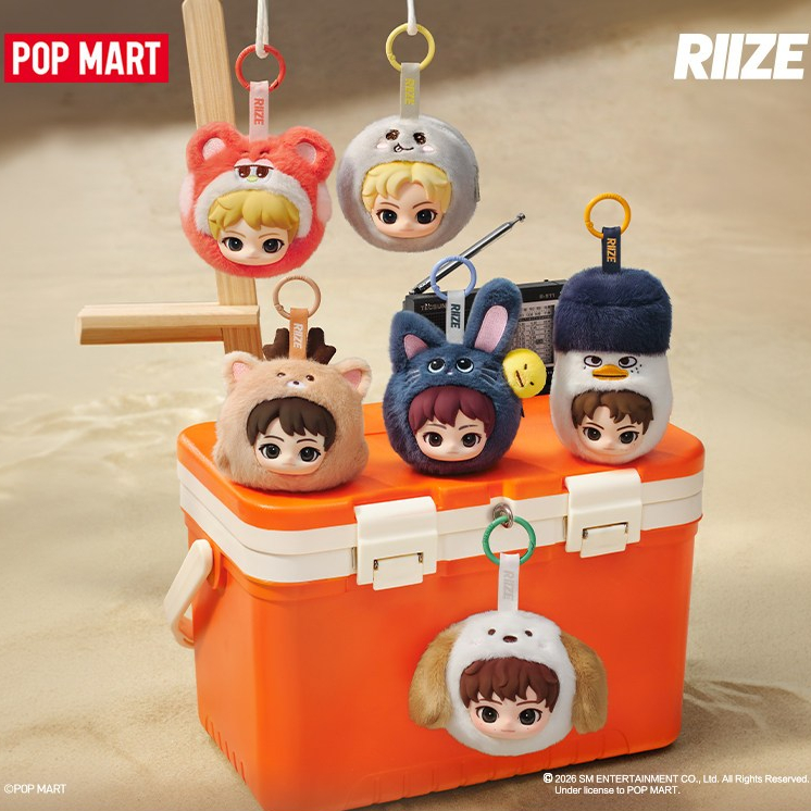 POPMART Fluffy Club RIIZE Mini Pouch พวงกุญแจกล่องตาบอด Shotaro Eunseok Sungchan Wonbin Sohee Anton