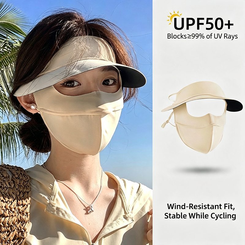 หน้ากากบังแดดเต็มใบหน้า ผ้าไหมน้ำแข็ง ป้องกันรังสีUV ออกแบบมาสำหรับการขี่จักรยานและขับรถ