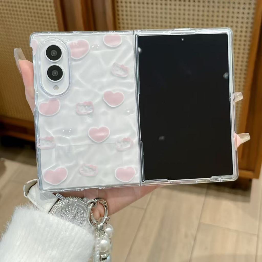 [Samsung Fold8 Dedicated Case First Out!]ญี่ปุ่นเกาหลี Love Cat พับระลอกน้ําโปร่งใสรวมทุกอย่างกันกระ