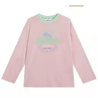 เสื้อยืด Dopamine สีชมพูสไตล์เกาหลีผู้หญิงแขนยาวฤดูร้อนสไตล์ใหม่เสื้อกันแดดหลวมบาง