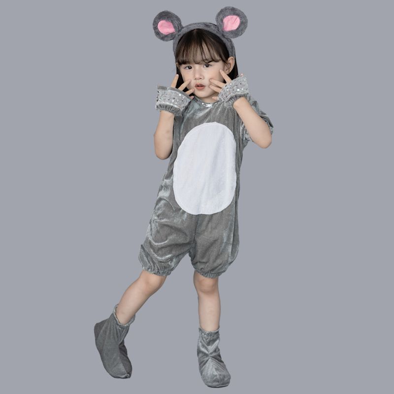 4ชิ้น เด็กหนูสัตว์การ์ตูนน่ารักชายหญิงฮาโลวีนคอสเพลย์เวทีประสิทธิภาพเครื่องแต่งกายชุด