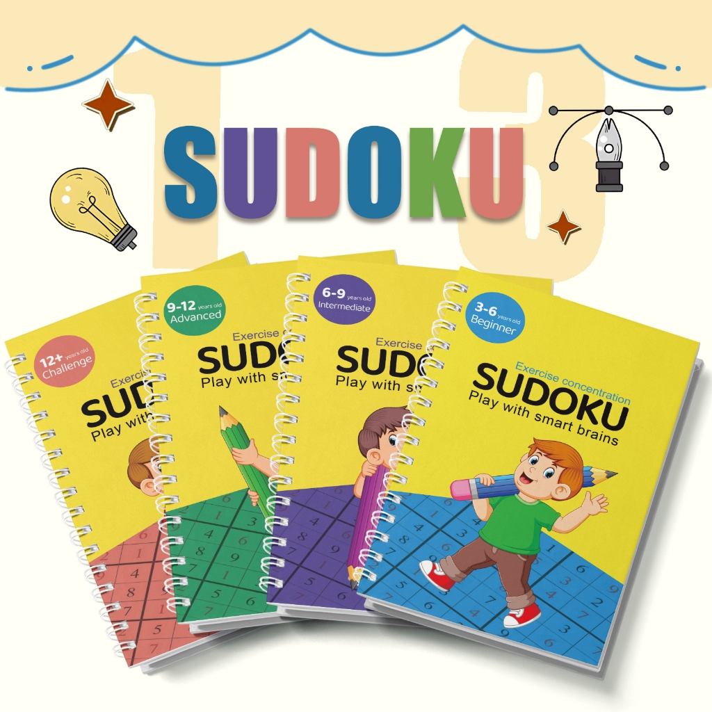 มีสินค้าในสต็อก จัดส่งรวดเร็ว หนังสือกิจกรรม Sudoku สําหรับเด็กเริ่มต้นท้าทายปริศนาลอจิกฝึกสมองของขว