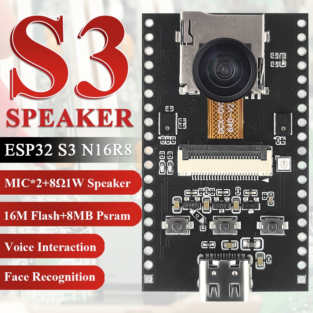 ใหม่ ESP32 S3 CAM ลําโพง Development Board OV2640 Wifi กล้องโมดูลชุด Dual MIC TF Slot N16R8 CH340X U