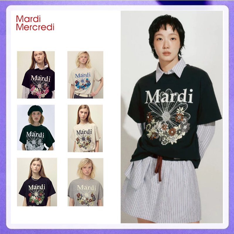 Mardi Mercredi TSHIRT FLOWERMARDI JARDIN 11 สี Made in South Korea