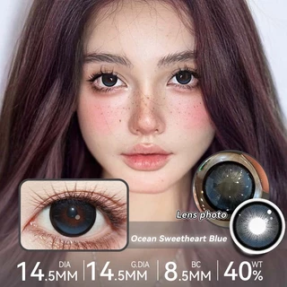 TINACON 1คู่DIA14.2-14.5มม.คอนแทคเลนส์สีฟ้าใช้สําหรับ6เดือนตาโตเกรด(0.0~ 8.0)