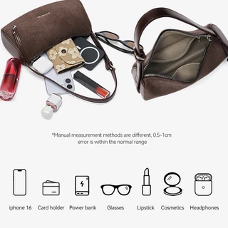 【8.9ใหม่】BOSTANTEN Barrel Bag กระเป๋าสะพายข้างผู้หญิง กระเป๋าสะพายไหล่ผู้หญิง หนังกลับ Suede ทรง Barrel มินิมอล น้ำหนักเบา ปรับสายได้ สไตล์เกาหลี