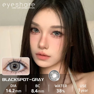 Eyeshare รุ่น BLACKSPOT มีค่าสายตา 0.00‑‑6.00 คอนแทคเลนส์สี โทนสีกลมกลืนธรรมชาติ รายปี Dia14.2 สี สีเทา 1คู่