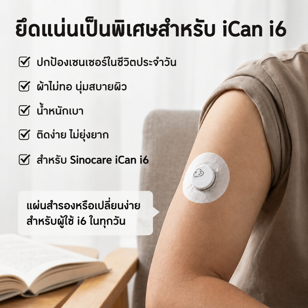 20 ชิ้น sinocare cgm i6 patch กันน้ํา Breathable Hypoallergenic ican