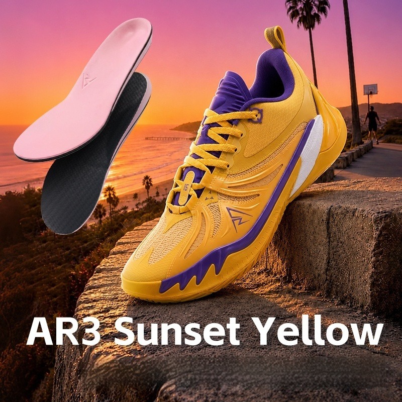 RIGORER Austin Reaves AR3 "Sunset Yellow" รองเท้าบาสเก็ตบอลทรงเตี้ยผู้ชาย ทนทาน กันการสึกหรอ ใช้ฝึกซ