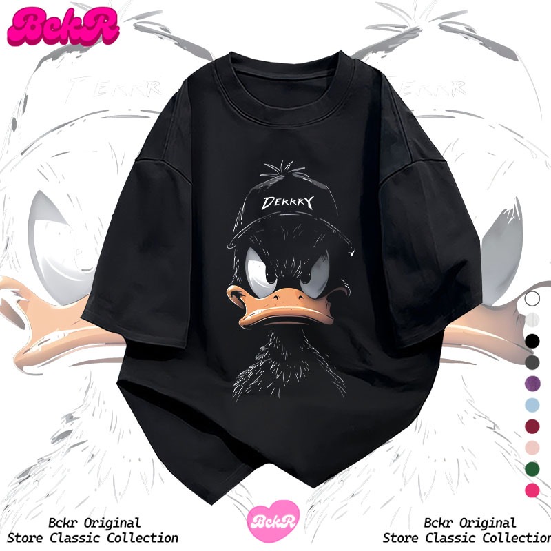 【จัดส่งตลอด 24 ชั่วโมง】 BCKRลายเป็ดสไตล์สตรีทคอกลมเสื้อoversize ชุดหน้าร้อนผู้หญิง tshirt YG757
