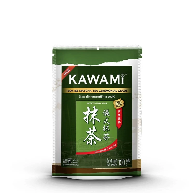 KAWAMI ของแท้ 100% ISE Matcha เกรดพิธีการ 100g ผงชาเขียวมัทฉะญี่ปุ่นระดับพรีเมียมสําหรับอบมัทฉะลาเต้และเครื่องดื่มทุกวัน