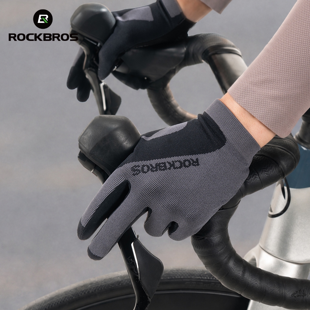 ROCKBROS قفازات دراجة كاملة الأصابع تعمل باللمس — صورة 4