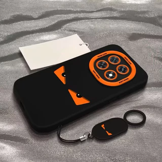 เคส Redmi Note 15 14 Pro 5G เคส Redmi Note 15 5G 14 15 Pro Plus เคสอีโมจิตลก ตาของมอนสเตอร์ สัมผัสเหมือนผิว หนังซิลิโคนเหลวกันกระแทก พร้อมสายคล้องโทรศัพท์หนัง เคสเนื้อด้านนุ่ม
