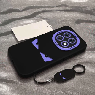 เคส Redmi Note 15 14 Pro 5G เคส Redmi Note 15 5G 14 15 Pro Plus เคสอีโมจิตลก ตาของมอนสเตอร์ สัมผัสเหมือนผิว หนังซิลิโคนเหลวกันกระแทก พร้อมสายคล้องโทรศัพท์หนัง เคสเนื้อด้านนุ่ม