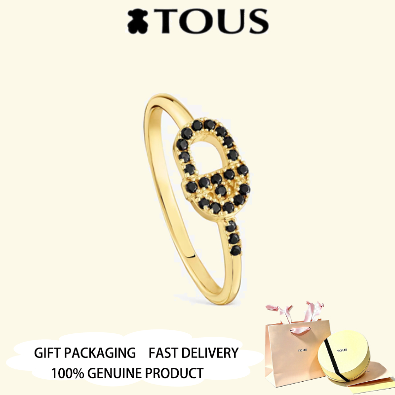 TOUS แหวนเล็กชุบทองพร้อมกระดูกสันหลัง TOUS MANIFESTO เครื่องประดับครบรอบวันวาเลนไทน์