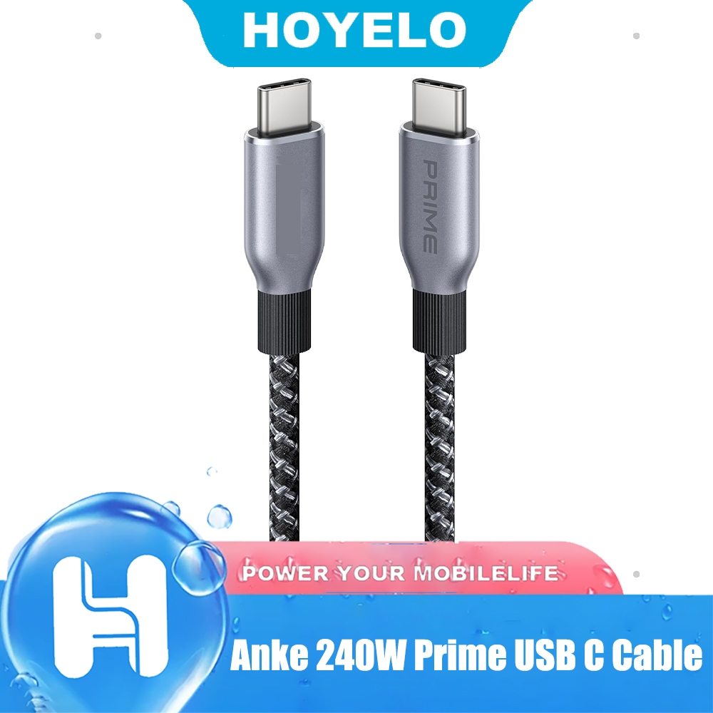 Anke 240W Prime สาย USB C ชาร์จเร็ว, สาย USB 2.0 ของ Upcycled-Braided Nylon
