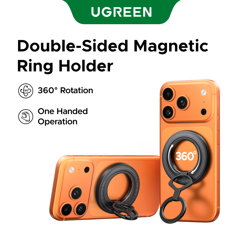 UGREEN ที่วางแหวนโทรศัพท์แบบแม่เหล็กสองด้านอัพเกรดแม่เหล็กแรงกว่าสําหรับสิ่งที่แนบมา Firmer MagSafe 