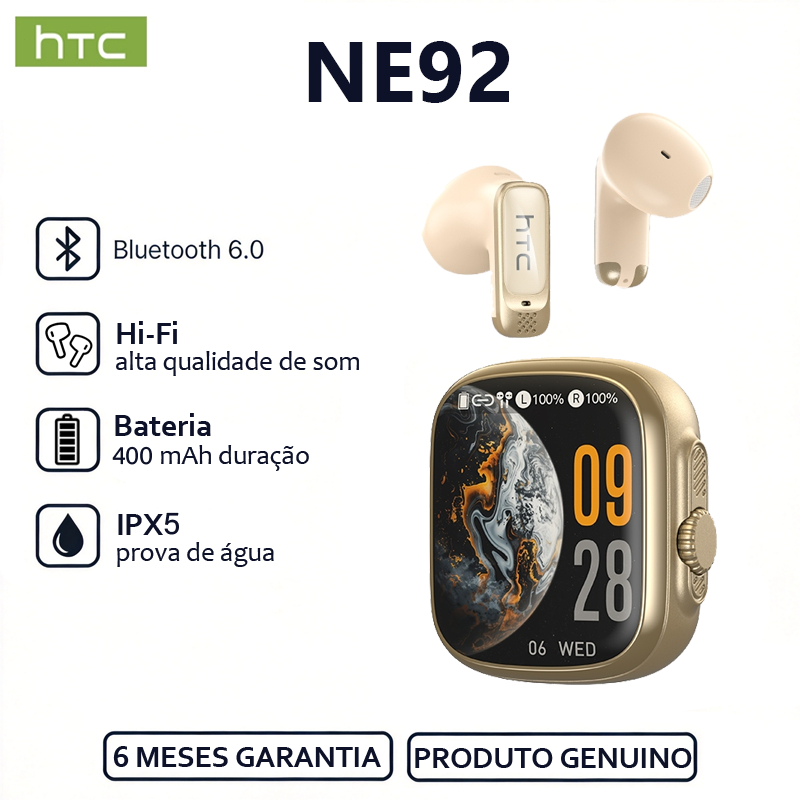 HTC NE72 หูฟังบลูทูธ AI การแปลแบบเรียลไทม์สําหรับ 135 ภาษาบลูทูธ 6.0 จอแสดงผล LED ที่เปิดใช้งานแบบสัมผัส Hi-Fi สเตอริโอเสียงเทคโนโลยีการตัดเสียงรบกวน
