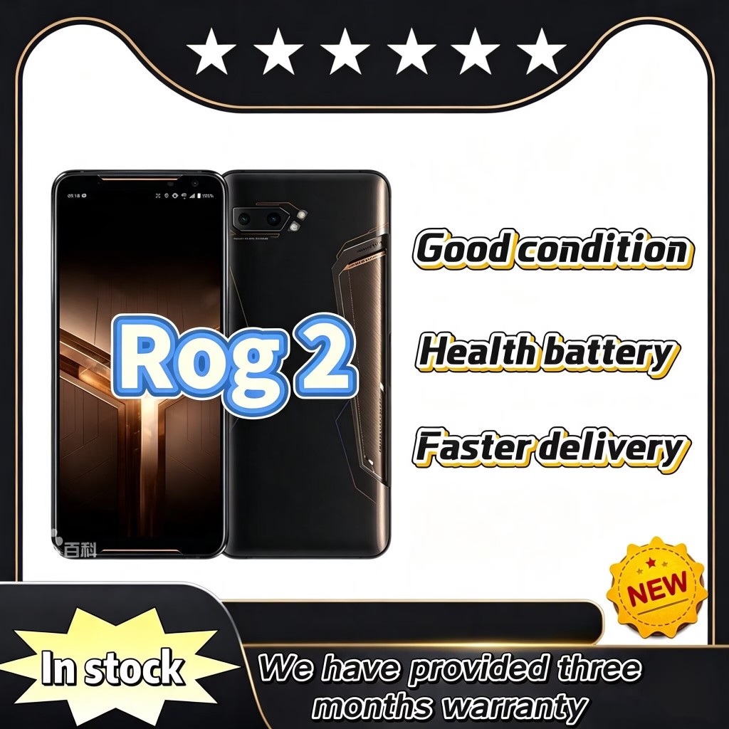 ต้นฉบับมือสอง ASUS ROG Phone 2 สมาร์ทโฟนสําหรับเล่นเกม Global Version 8GB + 128GB ปลดล็อคโทรศัพท์มือ