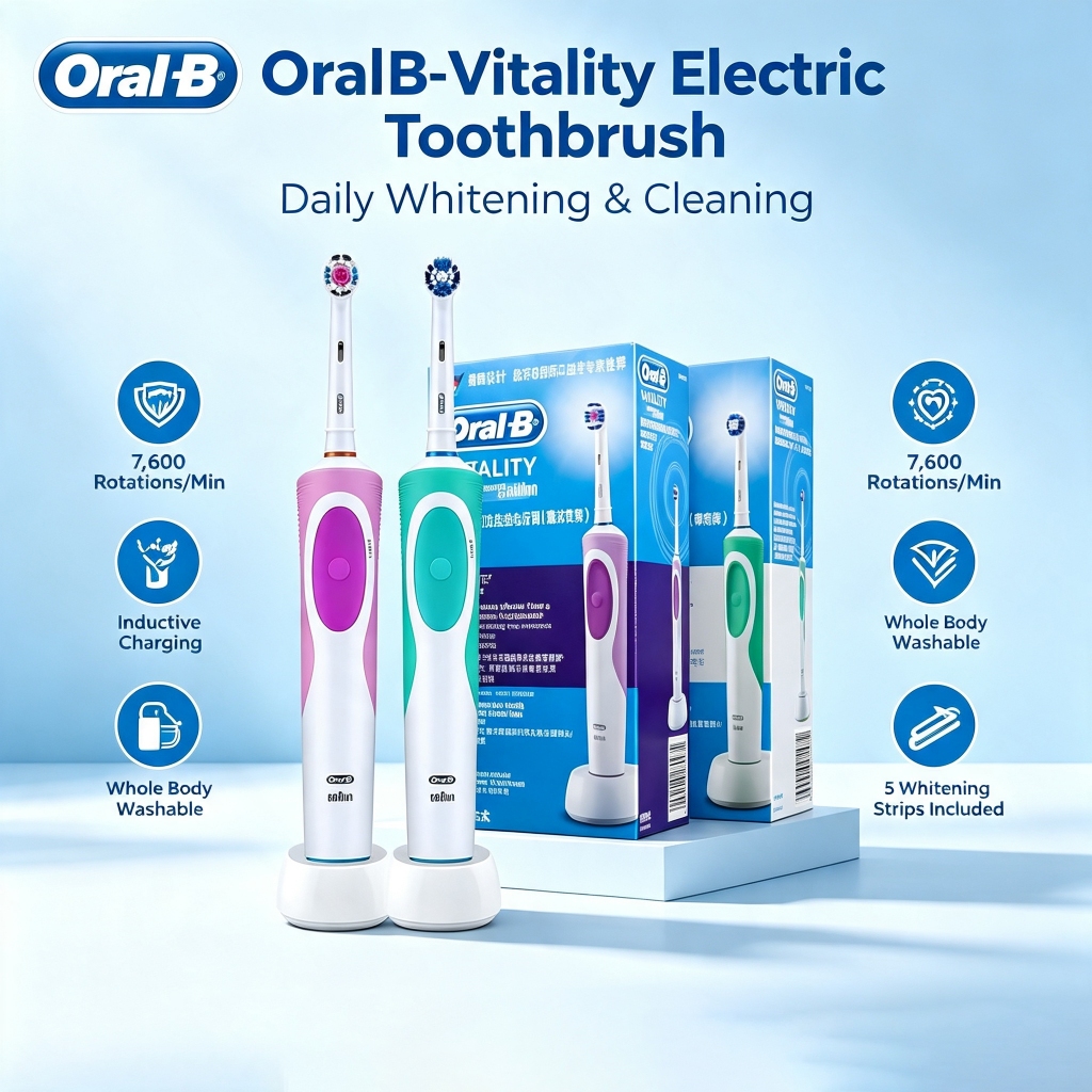 แปรงสีฟันไฟฟ้าแบบหมุน Oral B Vitality การชาร์จแบบเหนี่ยวนําแปรงทําความสะอาดฟันสําหรับผู้ใหญ่กันน้ํา