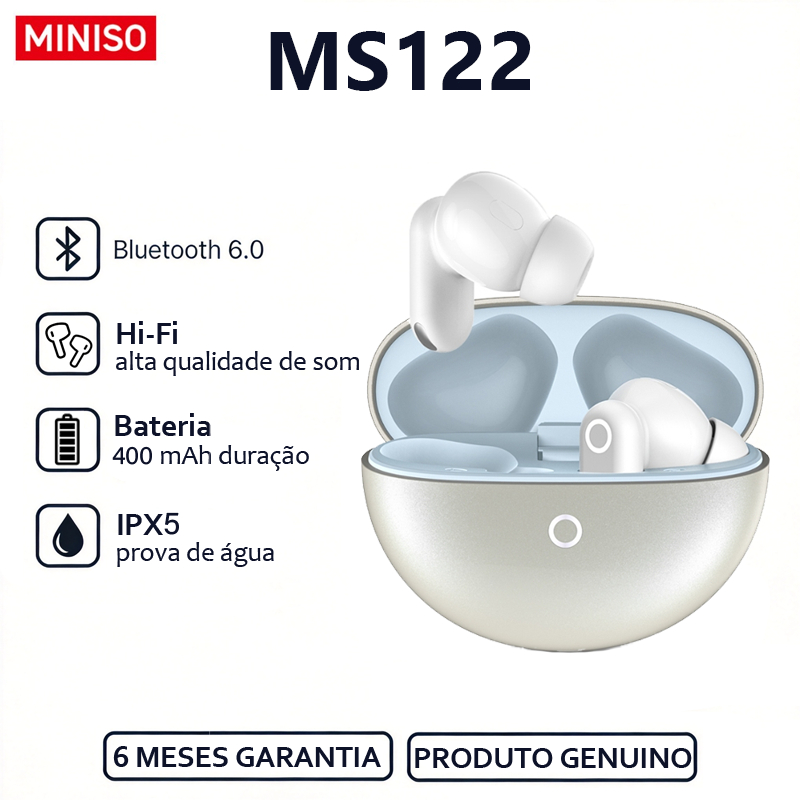 MINISO MS122 ชุดหูฟังไร้สาย Bluetooth 6.0 Latency ต่ําไฮไฟสเตอริโอตัดเสียงรบกวนชุดหูฟังบลูทูธ