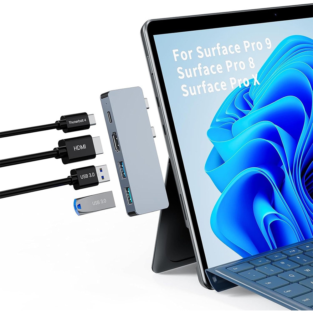 USB‐C Hub Surface Thunderbolt 4 4K HDMI Video 8K 30Hz 40Gbps Data Transfer 100W PD ชาร์จสําหรับ Surf