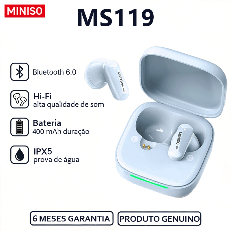 MINISO MS119 แปลภาษา AI การแปลหูฟัง Bluetooth หูฟังไร้สาย 6.0 รองรับการแปลภาษา 134 ภาษา หูฟังสำหรับออกกำลังกาย ระบบตัดเสียงรบกวน เสียง IPX5 ชุดหูฟังไร้สายกันน้ํา