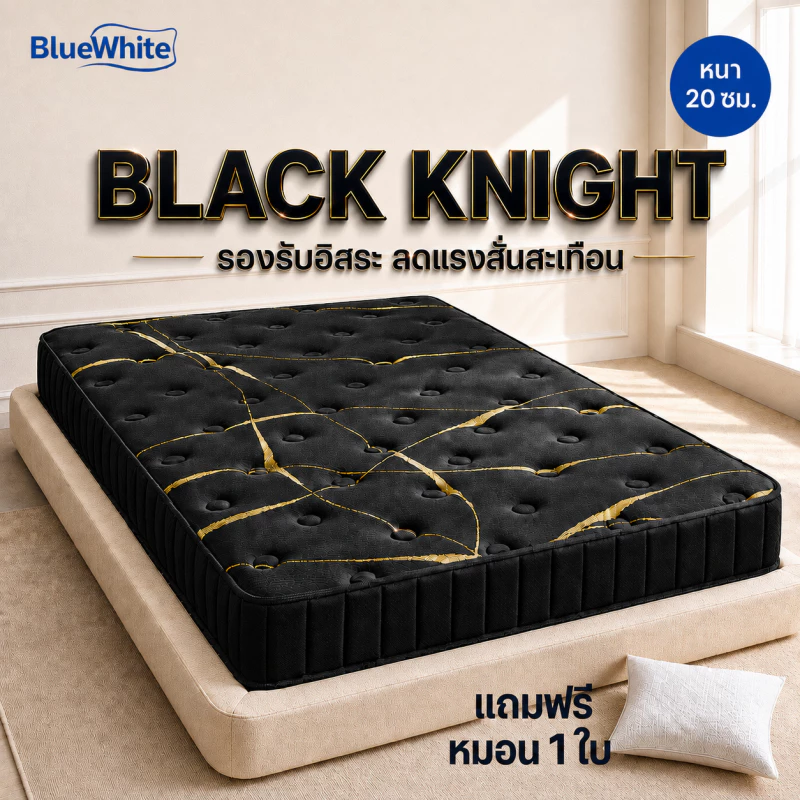 BlueWhite ที่นอนพ็อกเก็ตสปริง หนา 8นิ้ว ไม่ปวดหลัง 3.5/4/5/6ฟุต โรงแรม รับประกัน5ปี หมอนฟรี COD