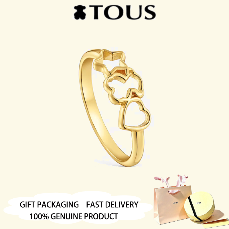 TOUS Gold Plated Ring motifs vermeil TOUS Motifs เครื่องประดับครบรอบวันวาเลนไทน์