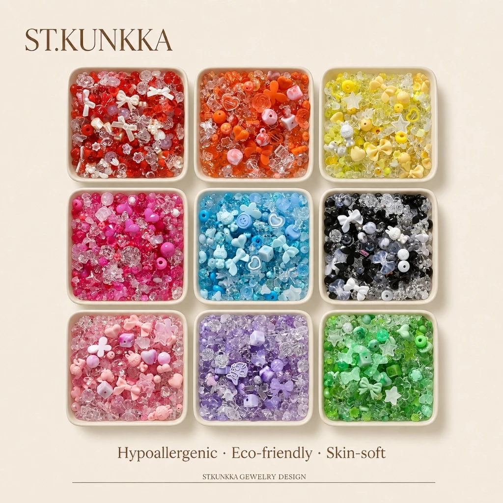 St.kunkka ลูกปัดอะคริลิค คละสี 20กรัม/50กรัม ลูกปัดร้อยกำไล
