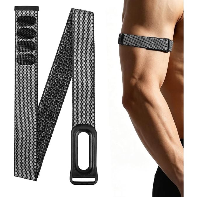 Arm Bicep Band สําหรับ Google Fitbit Air ปลอกแขนแบบปรับได้ไนลอนทอนุ่มสายรัดแขนด้านบนพร้อมตะขอและห่วงสําหรับ Fitbit Air อุปกรณ์เสริม