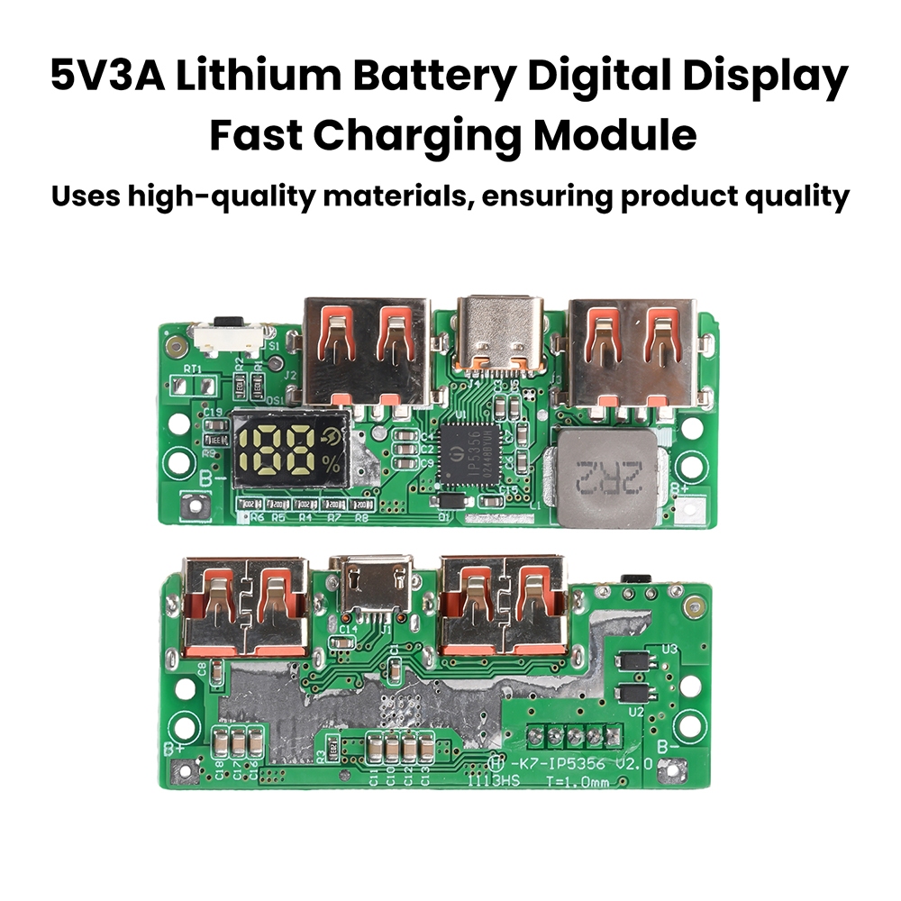 Ziqqucu โมดูลชาร์จแบตเตอรี่ลิเธียมไอออนดิจิทัล 5V3A IP5356 รองรับ TYPE-C Micro USB QC3.0 2.0 PD3.0 PD2.0 AFC FCP