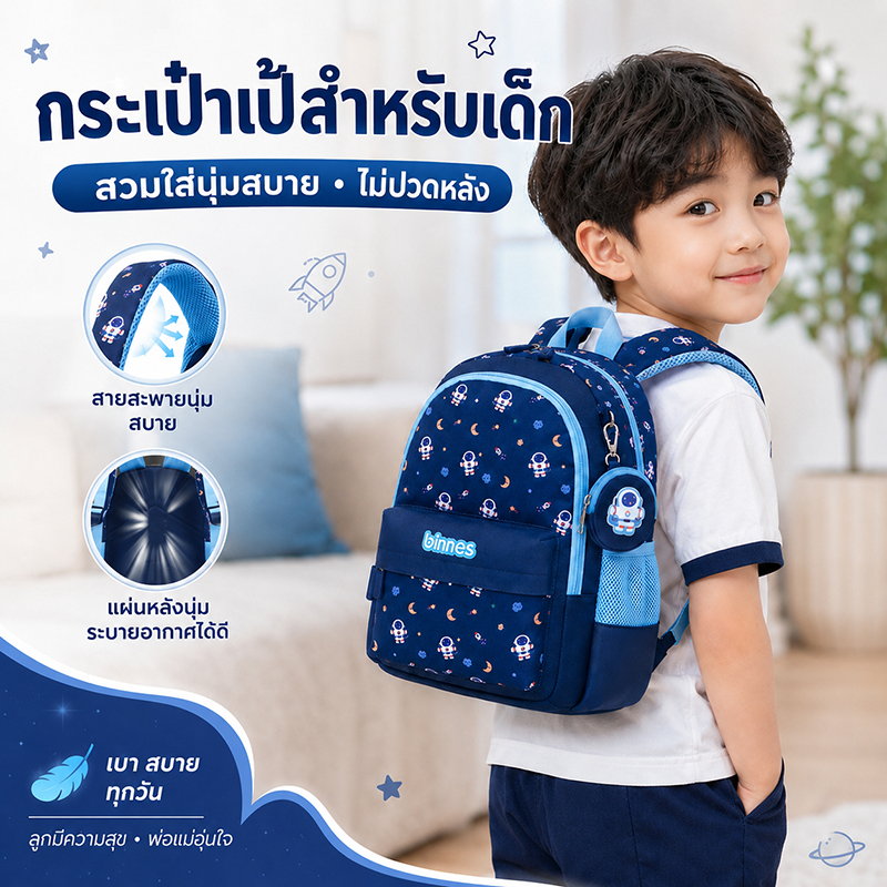 Sun Eight × Binnes حقيبة روضة خفيفة جداً (3-6 سنوات)